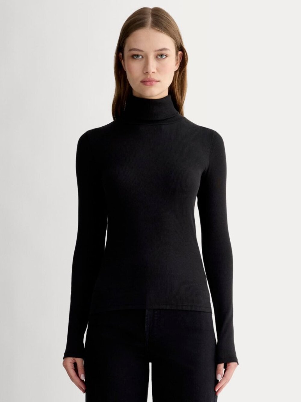 Everlane | Luxe Rib Turtleneck in Black, Supima Cotton